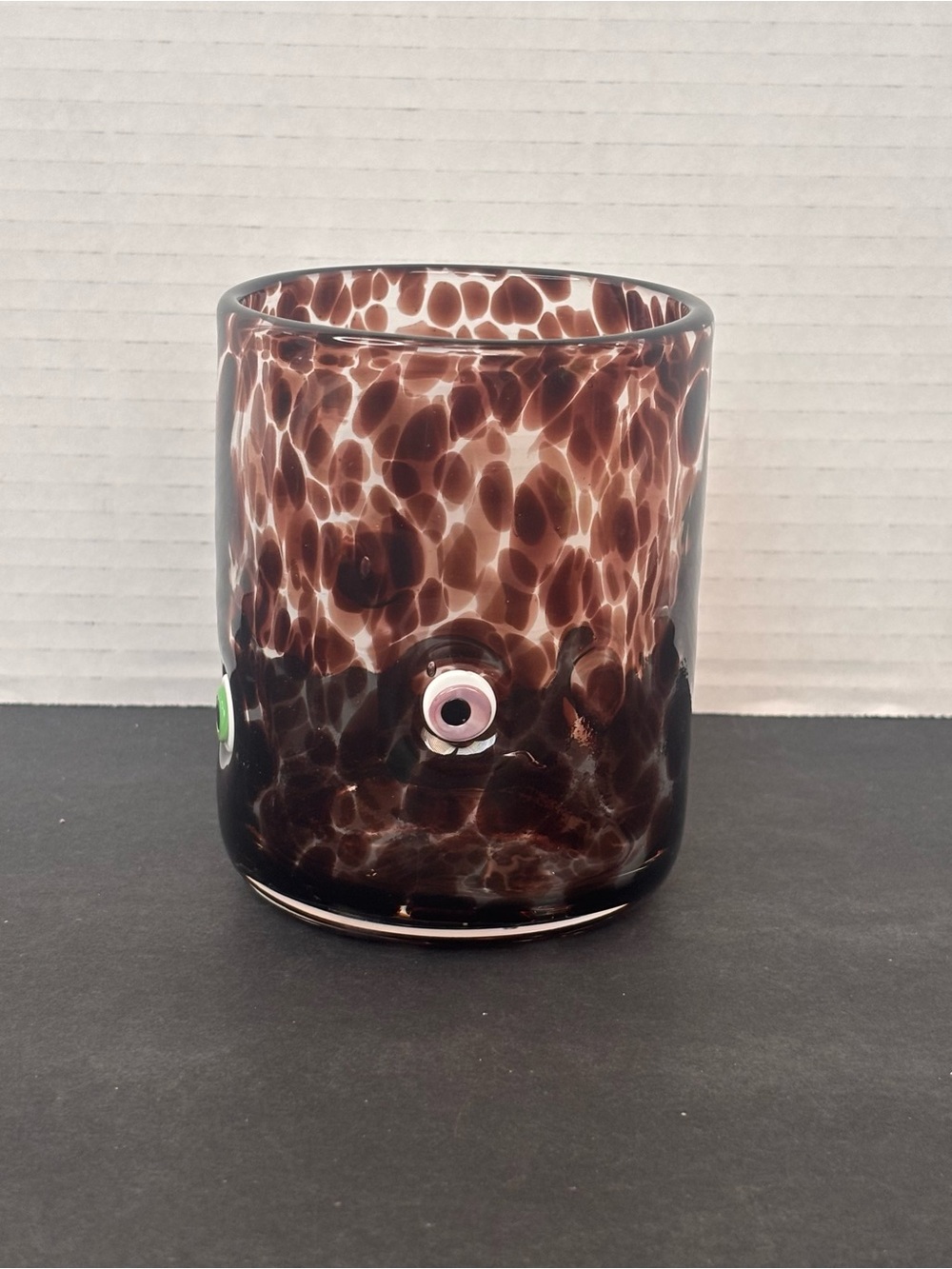Anthropologie Mystic Icon Eyeball Juice Glass Brown Confetti NIB Halloween